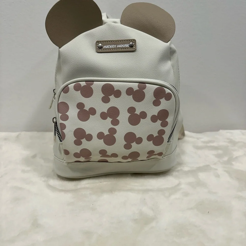 Minnie mouse mickey mouse back pack!! Tan & white Disney land purse! NWT!
